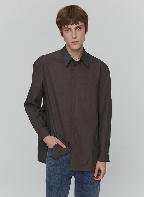 Рубашка AMOMENTO Square Pocket Oversized Brown