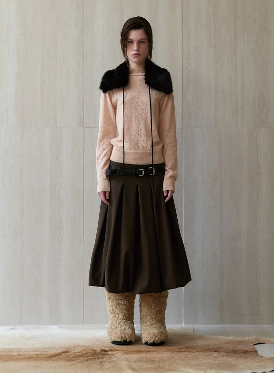 Женская юбка EPINGLER Bubble Pleats Check Brown