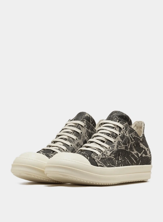 Женские кеды RICK OWENS DRKSHDW Plimsolls Low Washed Foil Black/Milk