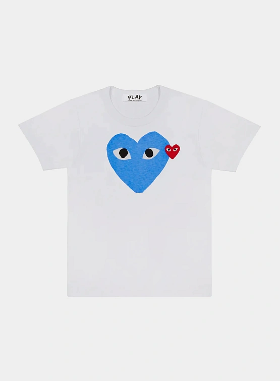 Футболка Comme des Garçons PLAY Big Blue Heart White