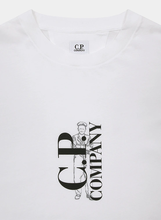 Футболка C.P. Company 30/1 Jersey Logo Gauze White