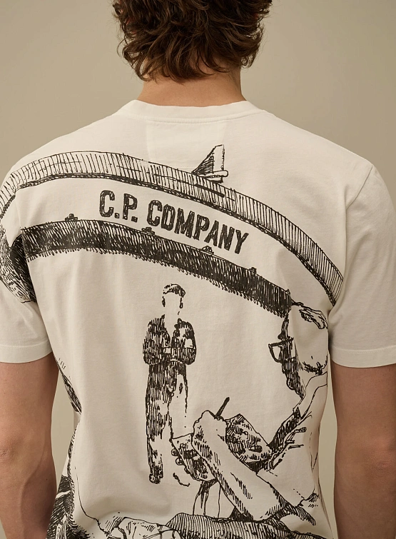 Футболка C.P. Company 24/1 Jersey Artwork Logo Gauze White