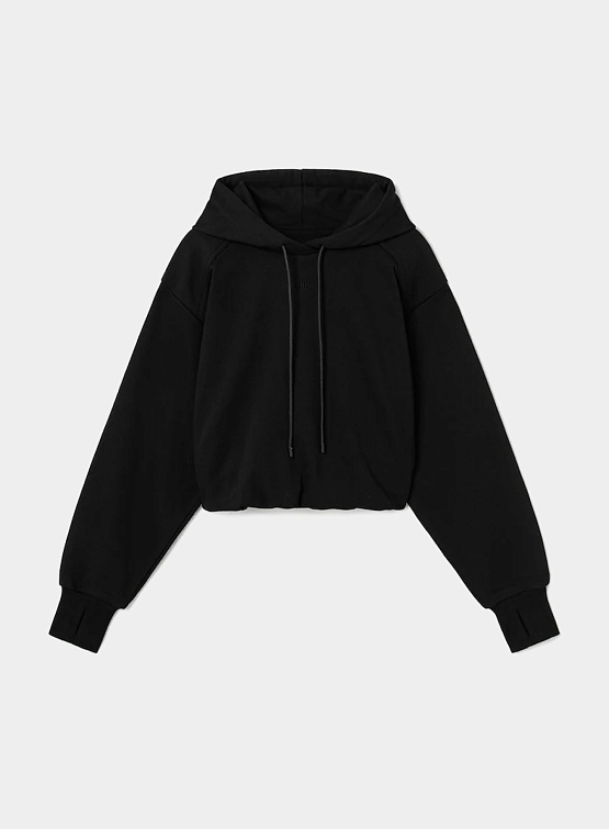 Женское худи JUUN.J Shoulder Detail Cropped Hooded Black