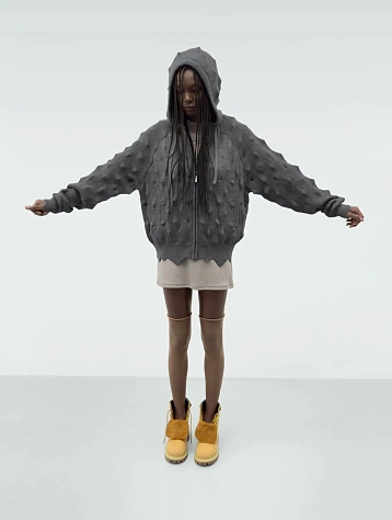 Зип-худи MADFRENZY Spiked Zip-Up Grey