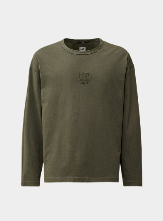 Лонгслив C.P. Company 20/1 Jersey Boxy Logo Grape Leaf Лонгслив C.P. Company 20/1 Jersey Boxy Logo Grape Leaf