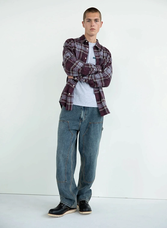 Рубашка thisisneverthat Flannel Check Burgundy