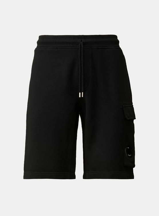 Шорты C.P. Company Cotton Diagonal Fleece Cargo Black