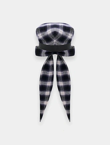 Берет JUNTAE KIM Scarf Tie Neck Beret Blue Check