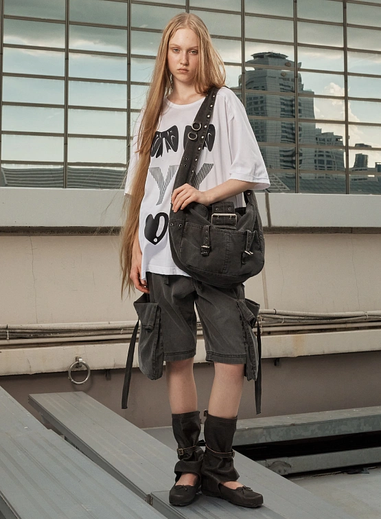 Сумка OPEN YY Stud Messenger Bag Charcoal