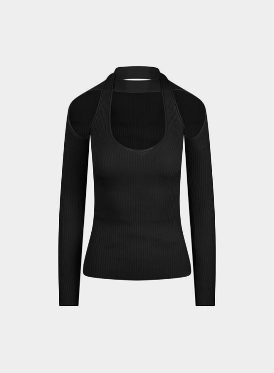 Женский лонгслив Coperni Long Sleeve Cut-Out Knit Black