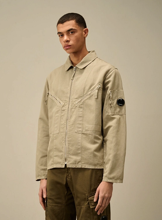 Овершот C.P. Company Cotton Linen Full Zip Vintage Khaki