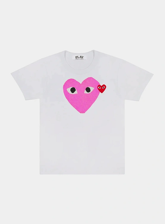 Футболка Comme des Garçons PLAY Big Pink Heart White