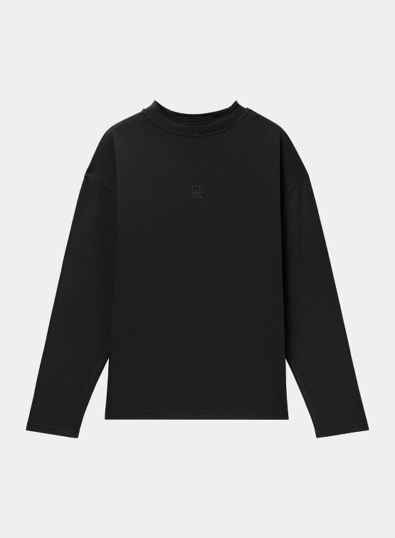 Лонгслив C.P. Company 20/1 Jersey Boxy Logo Black