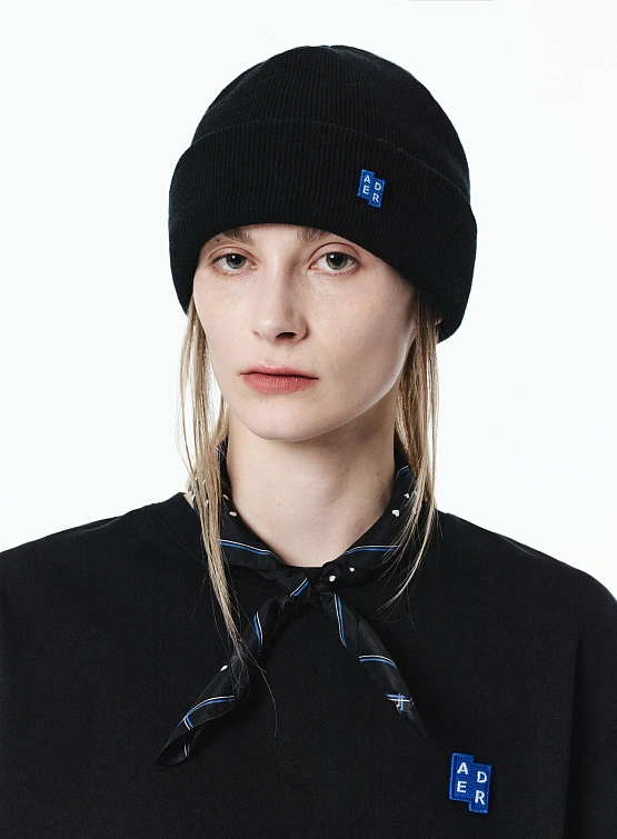 Шапка ADERERROR Sig BL Tag Beanie 02 Black