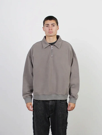 Халф-зип lorenz Checkmate Pullover Washed Grey