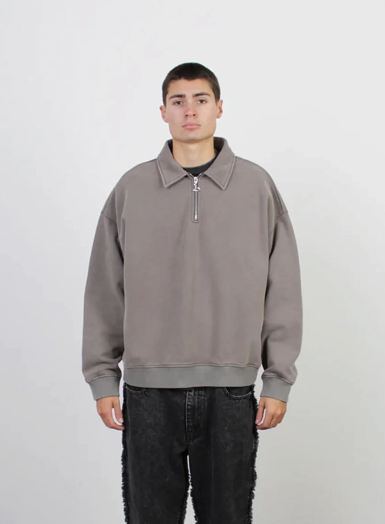 Халф-зип lorenz Checkmate Pullover Washed Grey