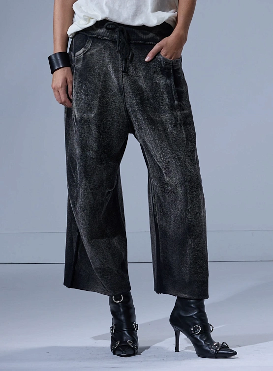 Женские брюки R13 Cropped Pleated Washed Black