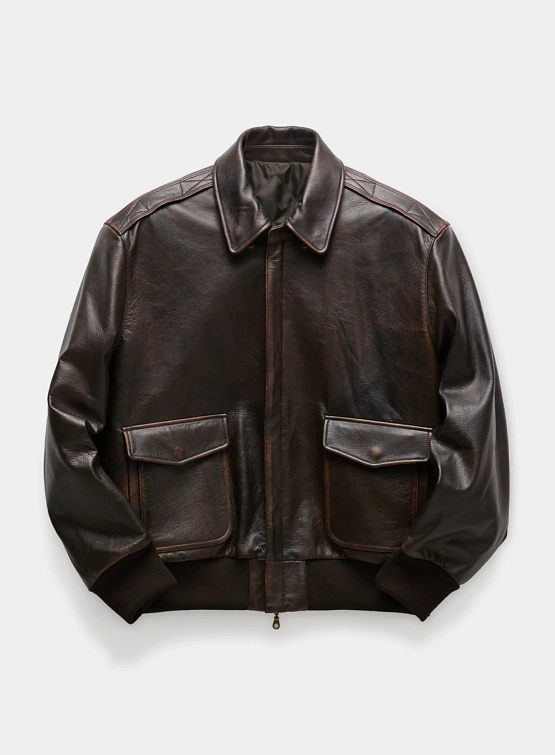Куртка COOR Vintage A-2 Leather Jacket Dark Brown