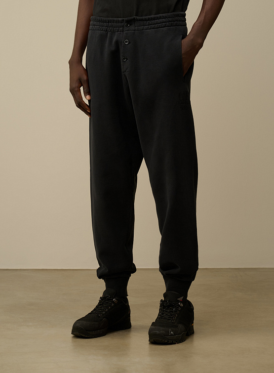 Брюки C.P. Company Diagonal Fleece Logo Black Sand