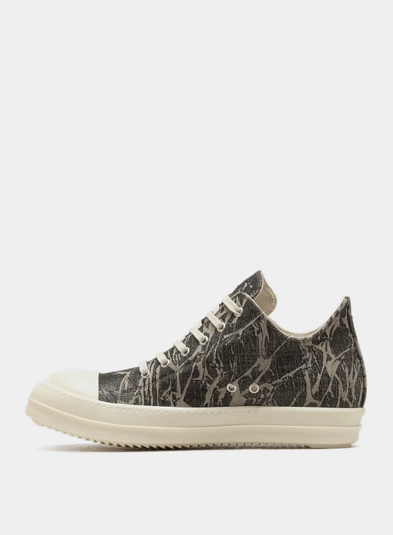 Женские кеды RICK OWENS DRKSHDW Plimsolls Low Washed Foil Black/Milk