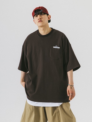 Футболка ANGLAN Hidden Wappen Pocket Half Tee Brown
