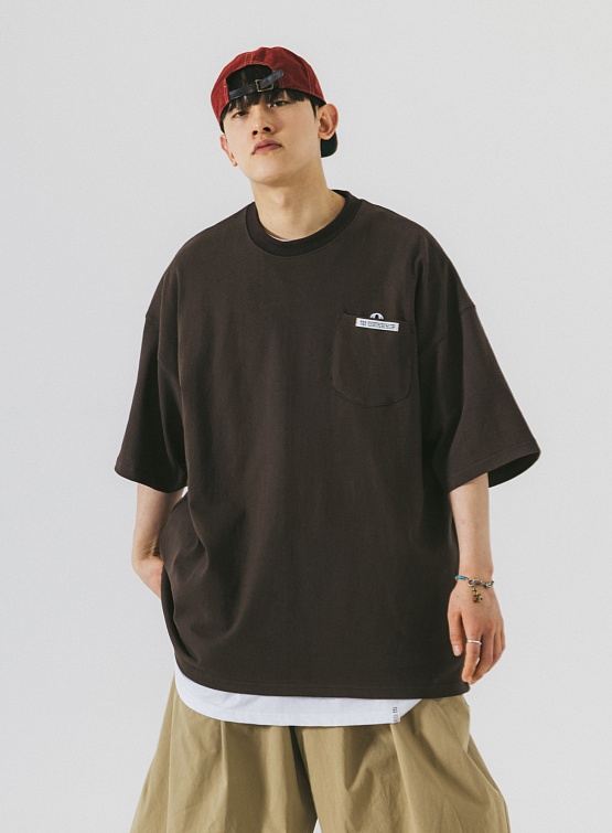 Футболка ANGLAN Hidden Wappen Pocket Half Tee Brown