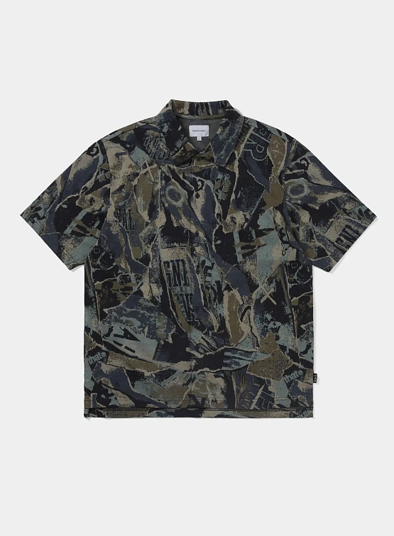 Рубашка thisisneverthat Jacquard Pattern Button Up Black