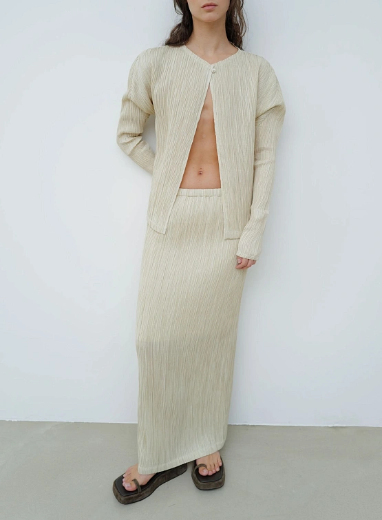 Женская юбка LE17SEPTEMBRE Pleated Midi Skirt Beige