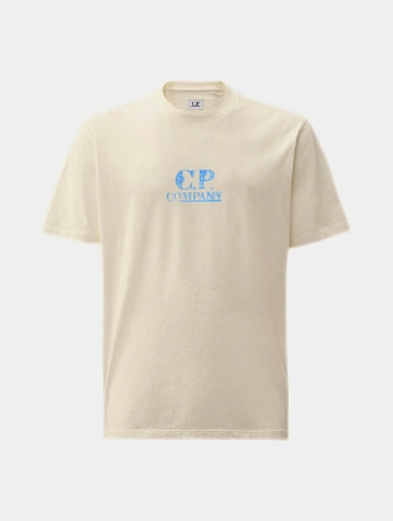 Футболка C.P. Company 30/1 Jersey Graphic Logo Gauze White