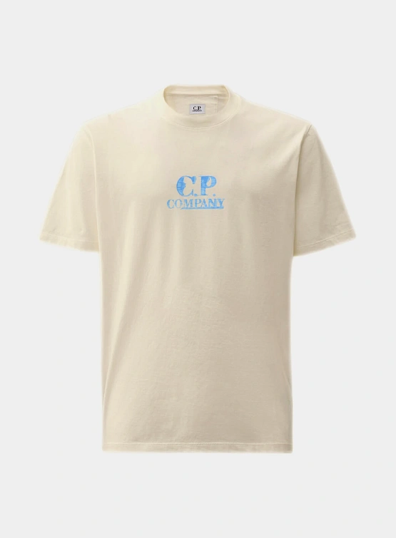 Футболка C.P. Company 30/1 Jersey Graphic Logo Gauze White