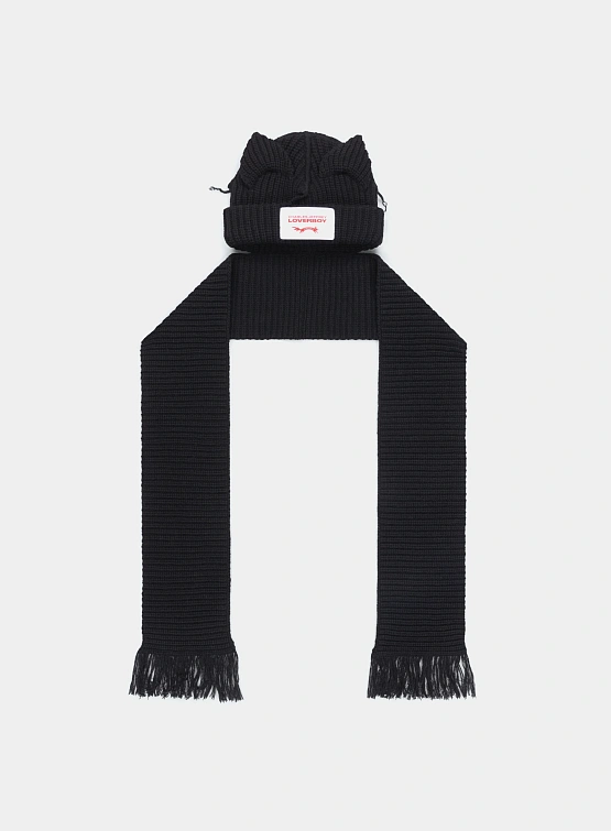 Шапка-шарф Charles Jeffrey Loverboy Chunky Ears Beanie Black