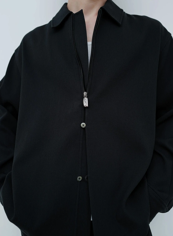 Рубашка LE17SEPTEMBRE Zip and Button Front Black