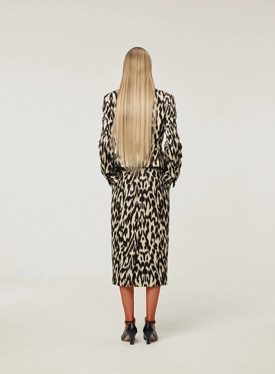 Женская юбка Recto Leopard Wool Midi Dark Brown