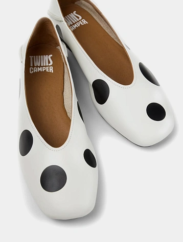 Женские балетки Camper Twins Polka Dot White
