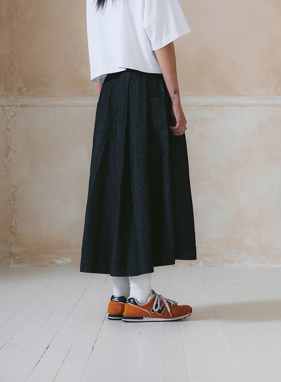 Юбка ANGLAN Belt Bloom Denim Skirt Black Denim