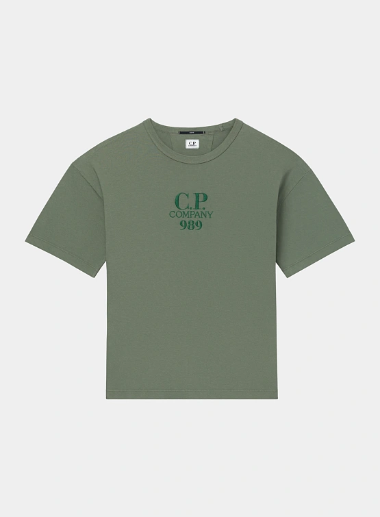Футболка C.P. Company 20/1 Jersey Boxy Logo Thyme Green