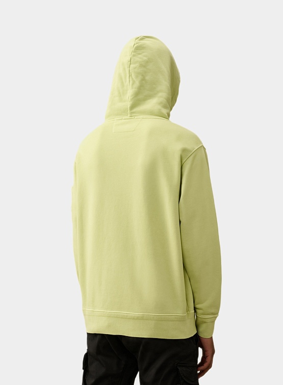 Худи C.P. Company Fleece Lens Resist Dyed White Pear