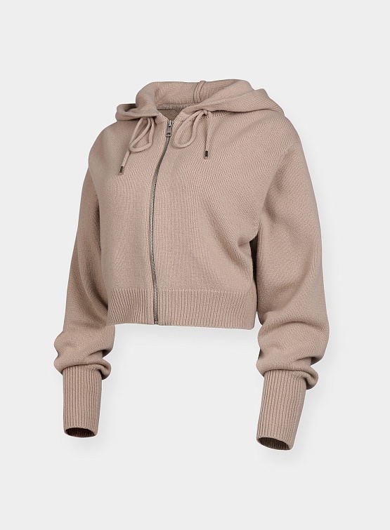 Женское зип-худи System Studios Cropped Zip-Up Hood Knit Sepia Beige