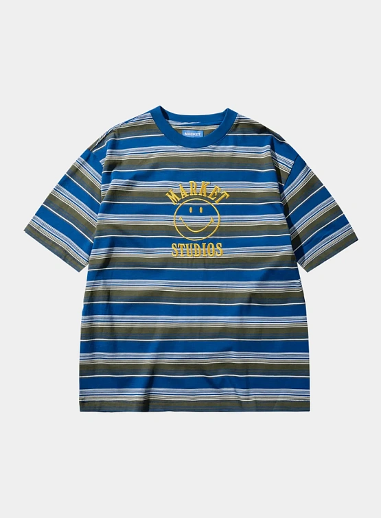 Футболка MARKET SMILEY LOCKUP STRIPED T-SHIRT Blue