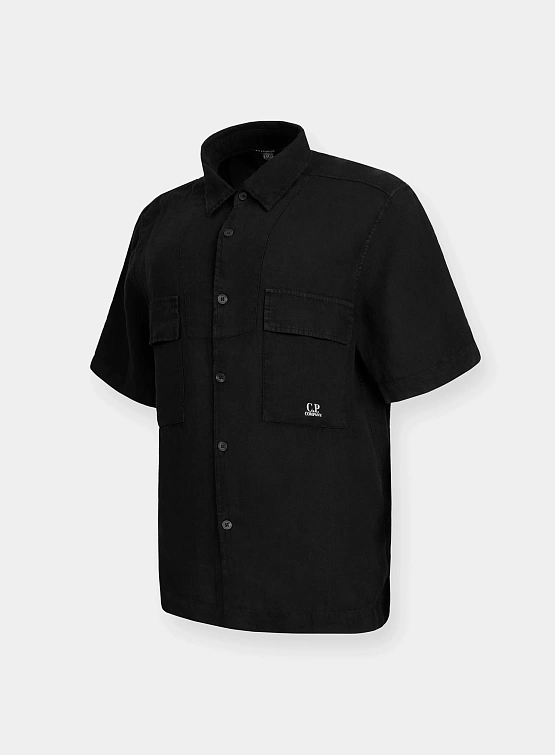 Рубашка C.P. Company Linen Short Sleeved Shirt Black