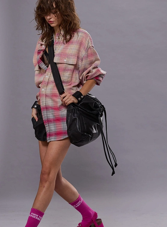 Женская рубашка R13 Relaxed Workshirt Pink Grey Plaid
