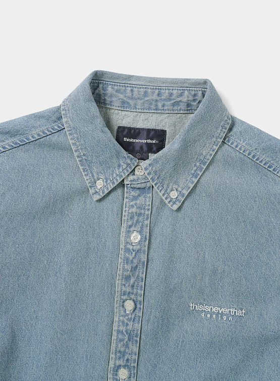 Рубашка thisisneverthat Washed Denim S/S Shirt Washed Blue