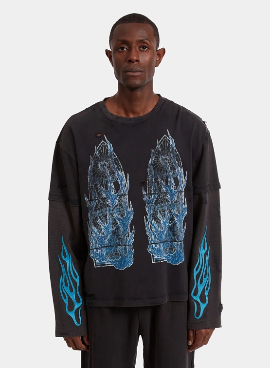 Лонгслив WHO DECIDES WAR Flame Glass Double Coal