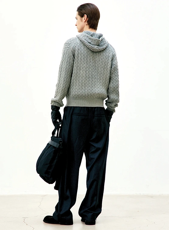 Зип-худи COOR Cotton Piece Dyed Cable Washed Grey