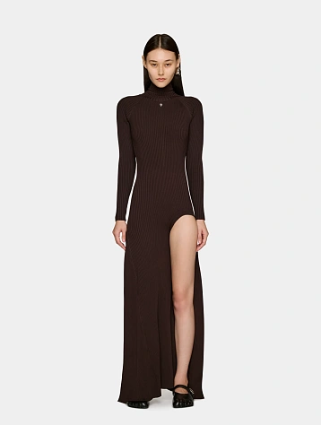 Женское платье Coperni Leg Cut-Out Rib Gown Brown