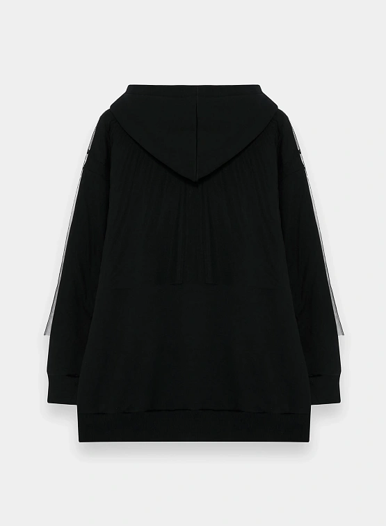 Зип-худи UNDERCOVER Fleece Nylon Tulle Layered Black