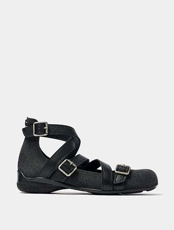 Женские балетки OPEN YY Cross Band Ankle Black