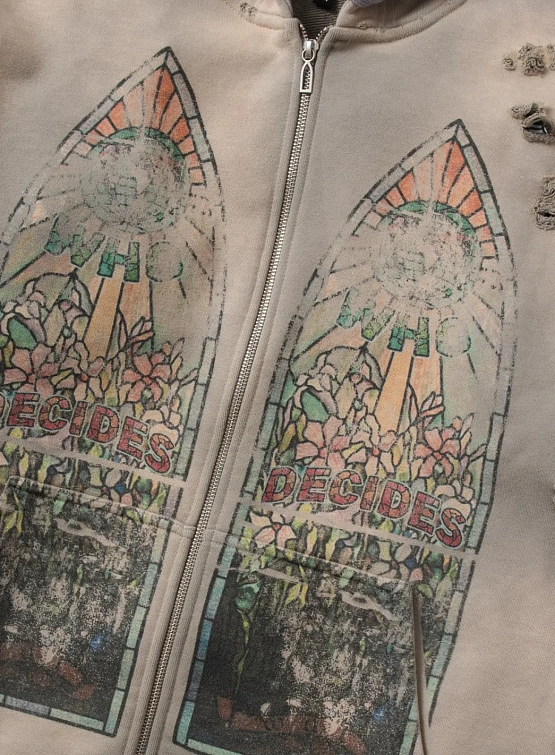 Зип-худи WHO DECIDES WAR Faded Vintage Grey
