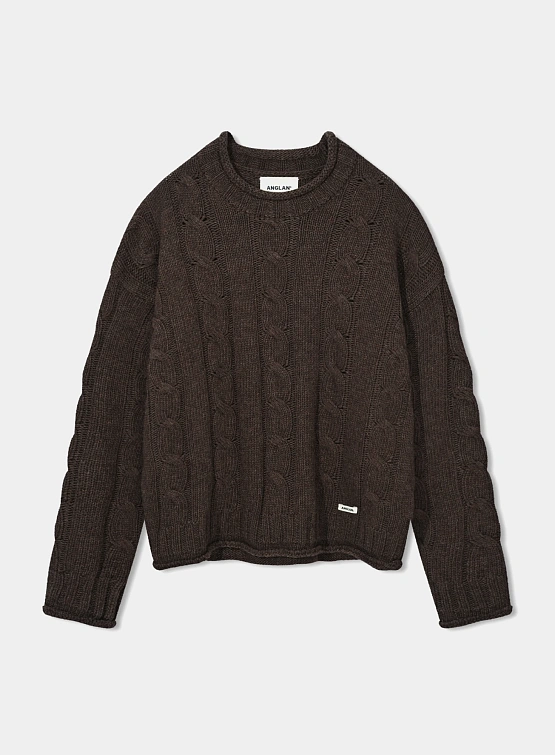 Свитер ANGLAN Wool Blend Oversized Cable Brown