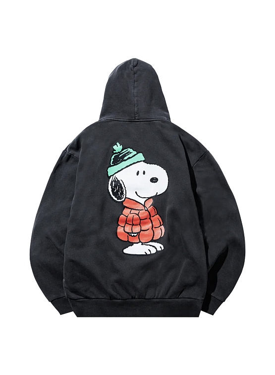 Худи MARKET Peanuts Puffer Hoodie Washed Black